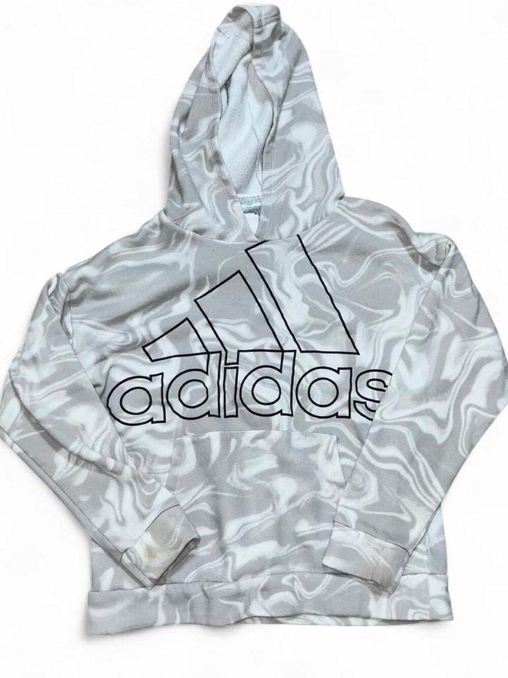 Adidas Youth White and Gray Tie Dye Hooded Sweatshirt